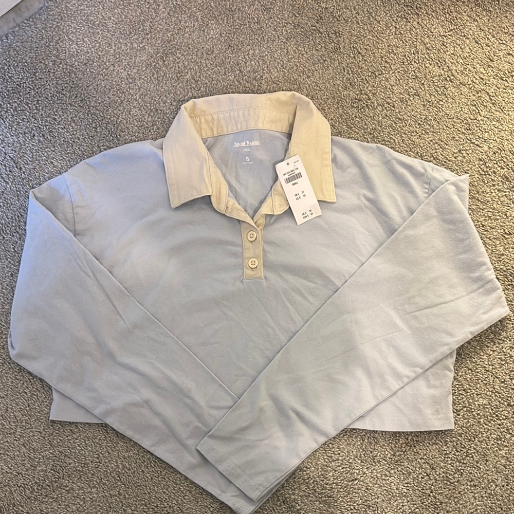 Blue and Beige Crop Top